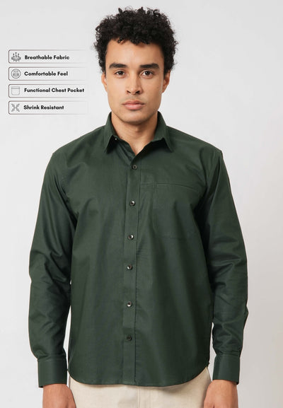 Deep Forest Green Slim Fit Formal Shirt – Sophistication with a Bold Twist
