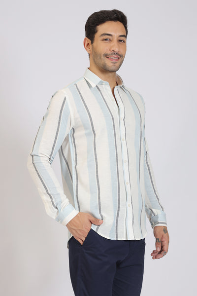 SKY STRIPED COTTON LINEN SHIRT