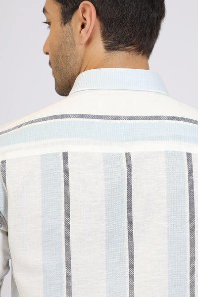 SKY STRIPED COTTON LINEN SHIRT