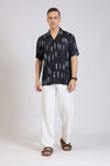 BLACK&WHITE PRINT RAYON SHIRT