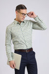 Men’s Light Green Printed Casual Shirt – Full Sleeve Cotton Shirt for Daily & Office Wear