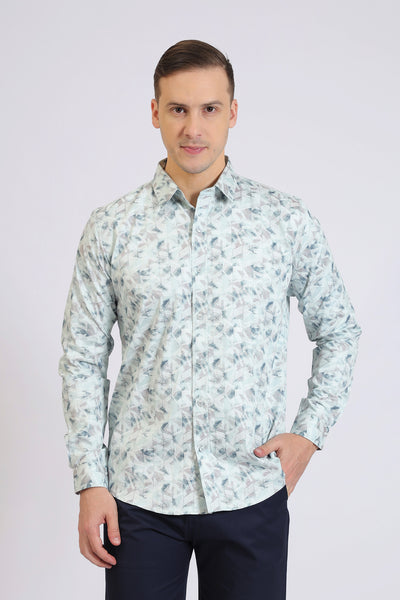SKY GEOMETRIC PRINTED SHIRT