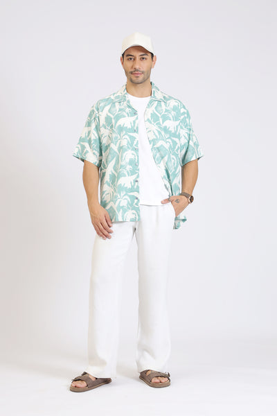 L.GREEN RAYON PRINTED SHIRT