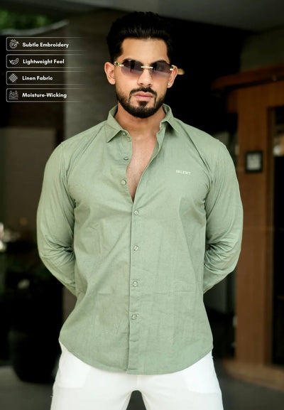 Sage Smart Casual Full-Sleeve Cotton Shirt