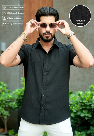Classic Black Short Sleeve Casual Shirt