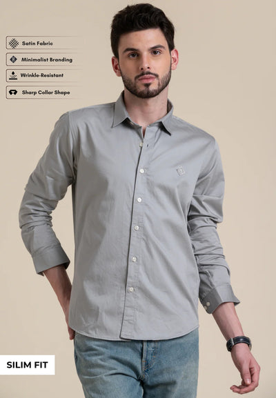 Classic Grey Button-Up Shirt for a Sharp, Everyday Look