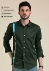 bottle green Casual Shirt with Vertical Stripe Detail