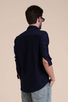 Navy Textured Shirt – Effortless Style in Slim Fit