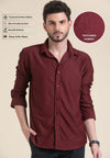 Maroon Textured Dobby Knitted Shirt – Understated Elegance with Depth
