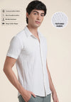 White Textured Slim Fit Casual Shirt