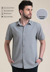 Grey Textured Slim Fit Short Sleeve Shirt