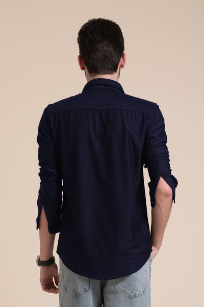 Navy Textured Shirt – Effortless Style in Slim Fit