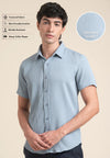 Light Blue Textured Slim Fit Shirt
