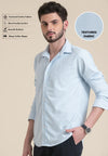 Sky Blue Textured Cotton Shirt – Cool Hue, Crisp Look