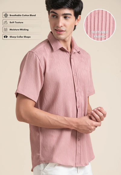 Dusty Rose Textured Short Sleeve Shirt