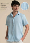Sky Blue Textured Short Sleeve Shirt