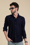 Navy Textured Shirt – Effortless Style in Slim Fit