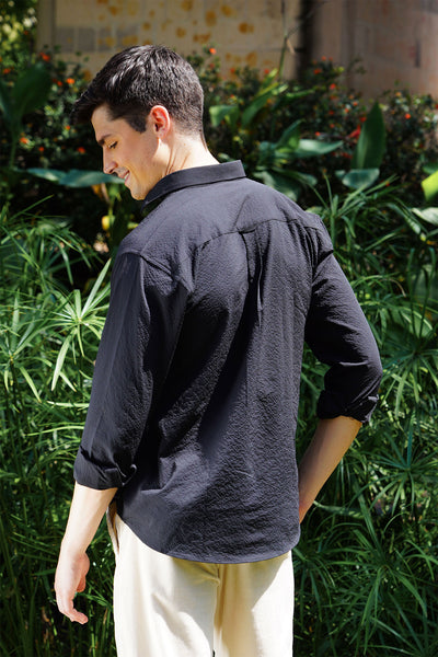 Textured Casual Shirt in Black