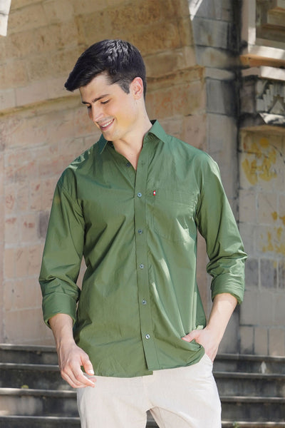 Men's Green Cotton Poplin Shirt