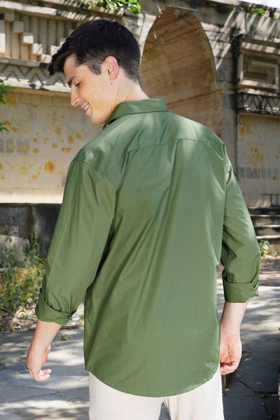 Men's Green Cotton Poplin Shirt