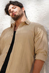 Beige Lightweight Gauze Button-Up