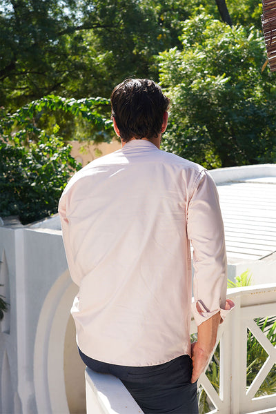 Blush Pink Mandarin Collar Shirt