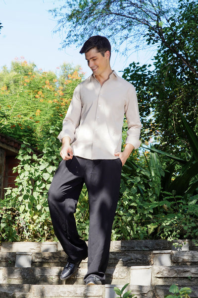 Textured Casual Shirt in Neutral Beige