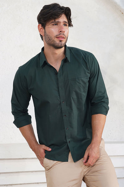 Deep Forest Green Slim Fit Formal Shirt – Sophistication with a Bold Twist