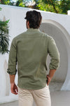 Olive Green Lightweight Gauze Button-Up