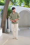 Olive Green Lightweight Gauze Button-Up