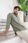 Olive Green Lightweight Gauze Button-Up