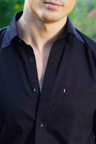 Black Dobby Textured Shirt