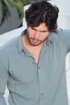 Textured Casual Shirt in Olive Green