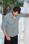 Textured Casual Shirt in Olive Green