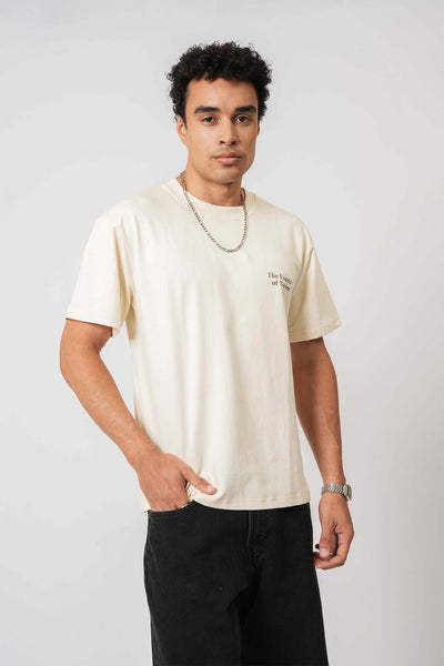 Cream graphic tee for men – Essence of Nature print and soft fabric by Hallstatt