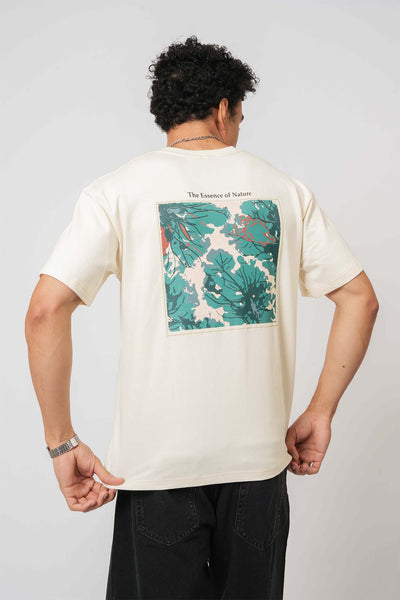 Cream graphic tee for men – Essence of Nature print and soft fabric by Hallstatt