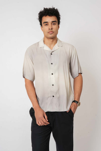 Men’s gradient white viscose shirt – comfortable and modern clothing from Hallstatt