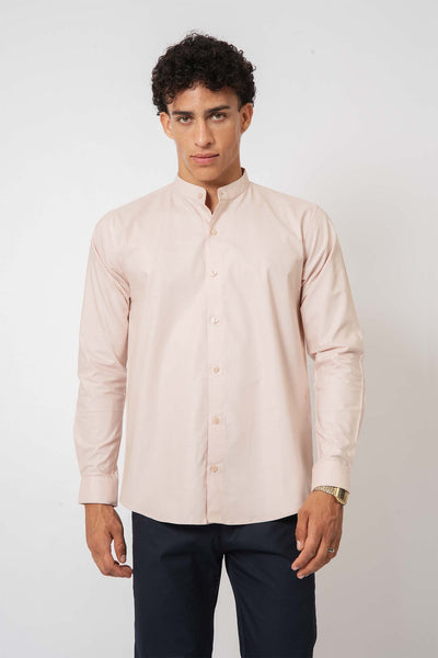 Blush Pink Mandarin Collar Shirt
