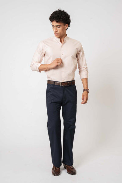 Blush Pink Mandarin Collar Shirt