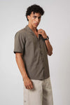 Olive Cuban Collar Shirt with D20 Embroidered Patch