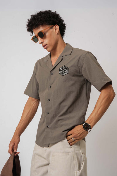 Olive Cuban Collar Shirt with D20 Embroidered Patch