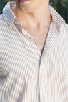 Beige Striped Cotton Linen Shirt – Effortless Coastal Charm