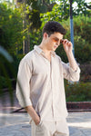 Beige Striped Cotton Linen Shirt – Effortless Coastal Charm