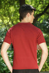Brick Red Ribbed Knit Polo Shirt