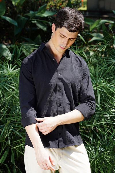 Textured Casual Shirt in Black