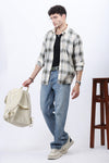 Retro Grove: Contrast Collar Check Shirt
