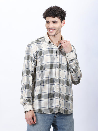 Retro Grove: Contrast Collar Check Shirt