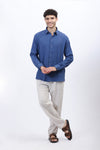 Blue Lightweight Gauze Button-Up