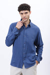 Blue Lightweight Gauze Button-Up
