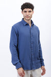 Blue Lightweight Gauze Button-Up